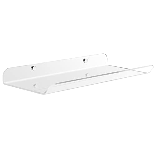 Xxerciz Acrylic Floating Shelves Wall Mounted, 15" Wall Shelves Display Organizer 5mm Thick Ledge Shelves for Kitchen, Bathroom, Bedroom, Living Room (Clear)