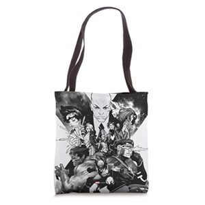 marvel x-men mutant super heroes black and white tote bag