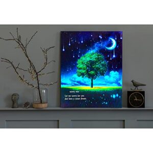 Dohwa blingco Worry Tree LED Lighted Wall Art With Timer 15.7" x 19.6" Home Decor Anxiety Relief Item Meditation Accessories