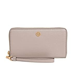 Tory Burch Women's Robinson Zip Continental Wallet, Grey Heron, One Size