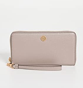 Tory Burch Women's Robinson Zip Continental Wallet, Grey Heron, One Size