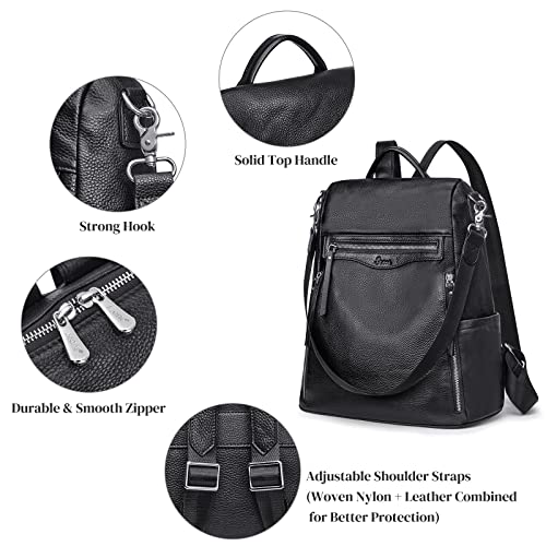 S-ZONE Women Genuine Leather Backpack Purse Ladies Soft College Shoulder Bag Casual Daypack
