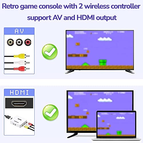 RISEMITEL Classic Retro Game Console with 620 Video Games and 2 Classic Wireless Controllers, RCA and HDMI HD Output, Plug and Play, an Ideal Gift for Kids and Adults.