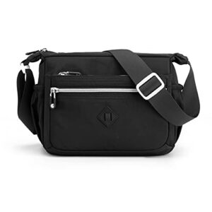 oichy crossbody bag for women waterproof shoulder bag casual nylon handbag lightweight everyday purse (black)
