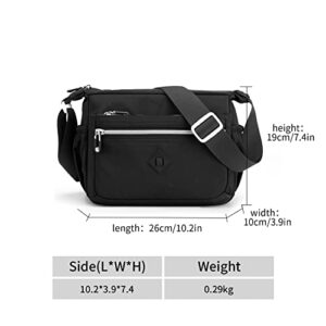 Oichy Crossbody Bag for Women Waterproof Shoulder Bag Casual Nylon Handbag Lightweight Everyday Purse (Black)