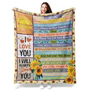 love letter to my daughter blanket, gifts for daughters from mom, you are my sunshine throw blanket for daughter birthday anniversary, sunflower super soft fleece blankets for bed travel 50x60inch