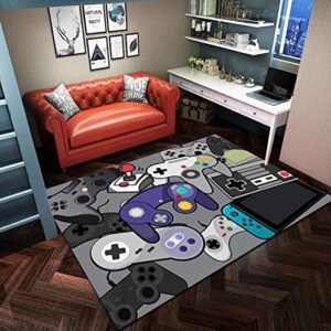 cayj boys grey area rugs carpet for bedroom gaming living room rug video games controller cartoon floor mat 47×24, 47” * 24”