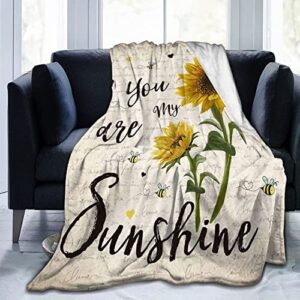 You are My Sunshine Blanket Sunflower Blanket Throw Soft and Comfortable, Warm Flannel Blanket Living Room Bedroom Sofa Bed Four Seasons 40"x50"