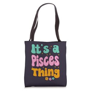 pisces zodiac sign 70s hippie style tote bag