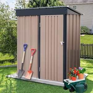 polar aurora 5 x 3 ft outdoor metal storage shed, steel garden shed with single lockable door, tool storage shed for backyard, patio & lawn (5 * 3 ft)