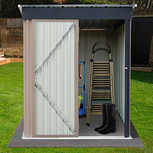 Polar Aurora 5 x 3 FT Outdoor Metal Storage Shed, Steel Garden Shed with Single Lockable Door, Tool Storage Shed for Backyard, Patio & Lawn (5 * 3 ft)