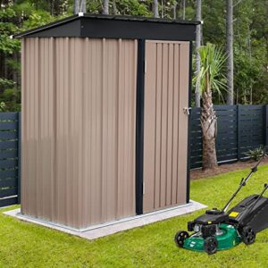 Polar Aurora 5 x 3 FT Outdoor Metal Storage Shed, Steel Garden Shed with Single Lockable Door, Tool Storage Shed for Backyard, Patio & Lawn (5 * 3 ft)