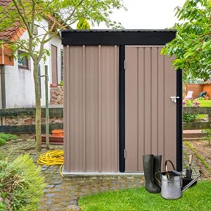 Polar Aurora 5 x 3 FT Outdoor Metal Storage Shed, Steel Garden Shed with Single Lockable Door, Tool Storage Shed for Backyard, Patio & Lawn (5 * 3 ft)