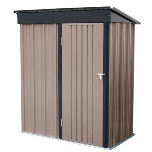 Polar Aurora 5 x 3 FT Outdoor Metal Storage Shed, Steel Garden Shed with Single Lockable Door, Tool Storage Shed for Backyard, Patio & Lawn (5 * 3 ft)