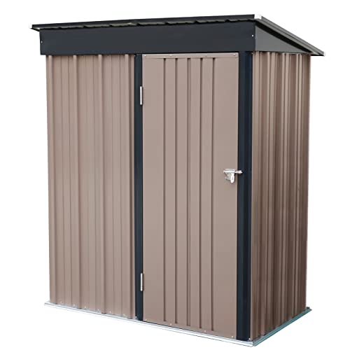 Polar Aurora 5 x 3 FT Outdoor Metal Storage Shed, Steel Garden Shed with Single Lockable Door, Tool Storage Shed for Backyard, Patio & Lawn (5 * 3 ft)