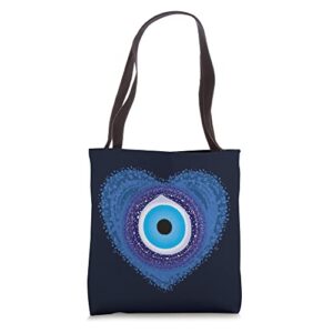 evil eye heart of love curse protection ancient greek symbol tote bag