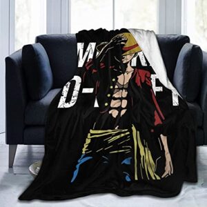 mmsshtdy one piece monkey d. luffy blanket flannel fleece anime throw blanket for living room/bedroom/sofa/chair 60 inch x50 inch black