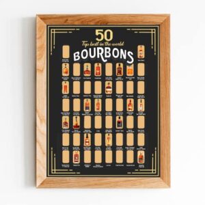 the bourbon bucket list 50 best bourbons scratch off poster – gift for whiskey lover, bar, game room or man cave – bourbon poster – men poster – bourbon gifts – whiskey gift, 13,3*1,9*1,9