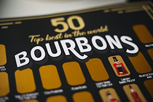 The Bourbon Bucket List 50 Best Bourbons Scratch Off Poster - Gift For Whiskey Lover, Bar, Game Room or Man Cave - Bourbon poster - Men poster - Bourbon gifts - Whiskey gift, 13,3*1,9*1,9