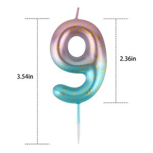 Birthday Candles Number 5 Pink to Green Gradient 3th Happy Birthday Number Candle Cake Topper, Cake Numbers Candles for Birthday Party Anniversary Decorations No 50 51 53 55 57 58 59 (5, Pink Green)