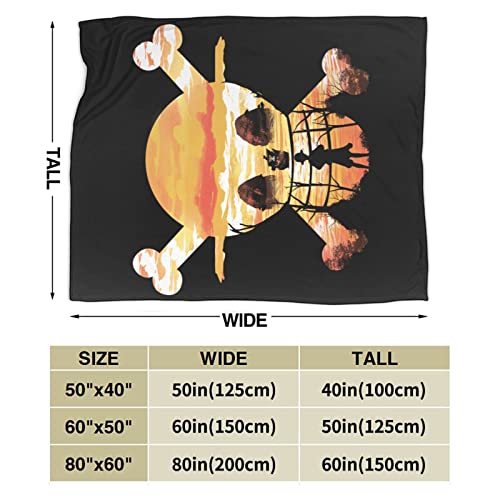 One Piece Blanket Flannel Fleece Anime Throw Blanket for Living Room/Bedroom/Sofa/Chair 80"X60"