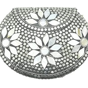 Trend Overseas Silver metal Beaded Ethnic purse Girls Bridal Bag cross body bag for women/Girl party clutch Metal clutches Vintage Brass
