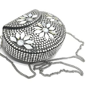 Trend Overseas Silver metal Beaded Ethnic purse Girls Bridal Bag cross body bag for women/Girl party clutch Metal clutches Vintage Brass