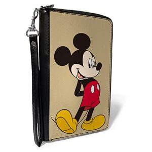 PU Zip Around Wallet Rectangle Classic Mickey Mouse Standing Pose Yellow