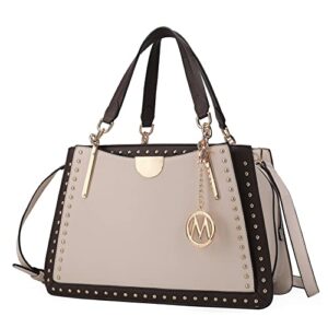 mkf collection crossbody satchel bags for women, pu leather shoulder pocketbook handbag lady top handle purse