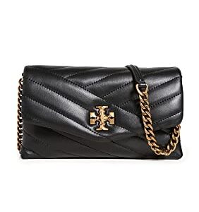 Tory Burch Women's Kira Chevron Chain Wallet, Black, One Size