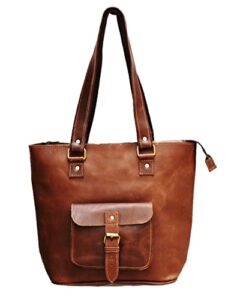 satchel and fable women’s tote leather handmade genuine shoulder large vintage handbag (15.5” (l) x 12” (h) x 5.5” (w), brown)