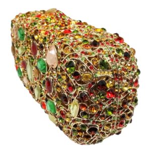 Boutique De FGG Colorful Crystal Clutch Evening Handbags Party Gala Dinner Wedding Minaudiere Bag (Mini Size,Colorful#2)