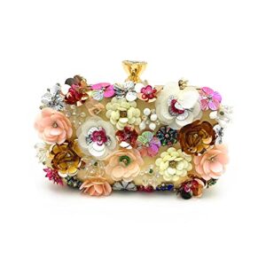 lgxige evening purses for women with pretty flowers pearl decorated (beige)