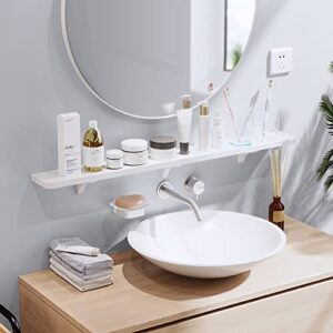 36-Inch White Hips Shelf Bathroom Storage Organizer Shelf Wall Mount Floating Shelf