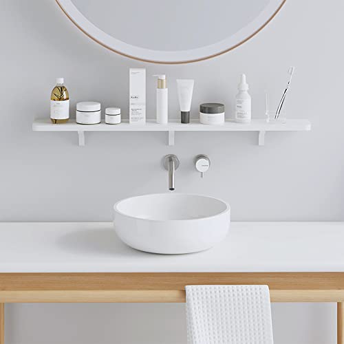 36-Inch White Hips Shelf Bathroom Storage Organizer Shelf Wall Mount Floating Shelf