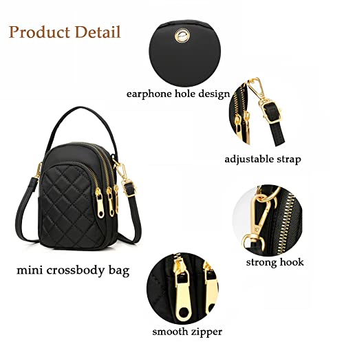 Small Crossbody bags Cell Phone Wallet Purses Travel Pouch Mini Shoulder Bag for Women Girl, Black