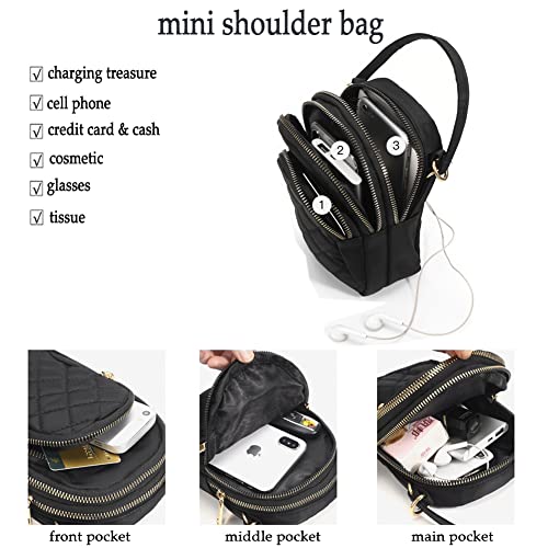 Small Crossbody bags Cell Phone Wallet Purses Travel Pouch Mini Shoulder Bag for Women Girl, Black