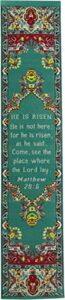 he is risen, woven fabric christian easter bookmark, jesus is alive silky soft matthew 28:6 flexible bookmarker for novels books and bibles, traditional turkish woven design, memory verse gift