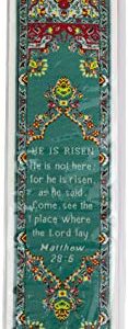 He is Risen, Woven Fabric Christian Easter Bookmark, Jesus is Alive Silky Soft Matthew 28:6 Flexible Bookmarker for Novels Books and Bibles, Traditional Turkish Woven Design, Memory Verse Gift