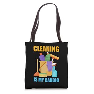 funny cleaning is my cardio housekeeping housekeeper tote bag