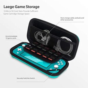 Carrying Case for Nintendo Switch lite - Shockproof Protective Hard Shell Storage Bag for Console and Accessories, Portable Travel Pouch Bag with 10 Game Card Slots - Blue