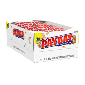 payday peanut caramel movie snack, bulk, individually wrapped candy bars, 1.85 oz (24 count)