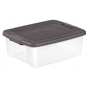 mdmprint clear/gray storage tote 19 7/8 in x 15 1/2 in x 7 3/4 in h, 1 pk
