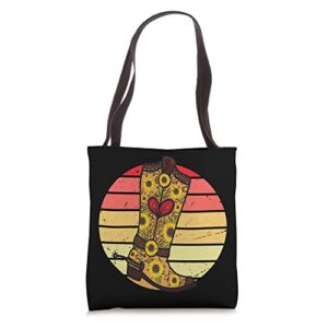 funny cowgirl boots sunflower graphic women cowgirl western tote bag