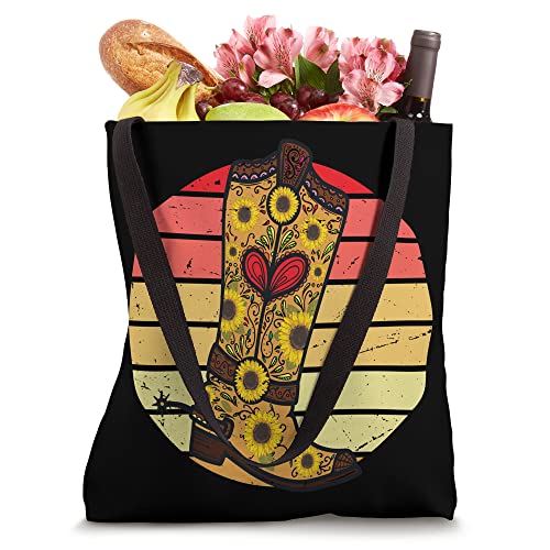 Funny Cowgirl Boots Sunflower Graphic Women Cowgirl Western Tote Bag