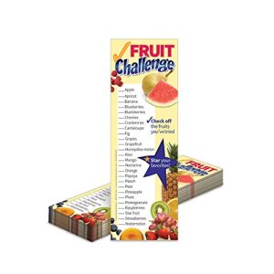 100 fruit and vegetable bookmarks for kids | fruit and veggie challenge bookmarks | 2 ½” x 7 ½”, 100 per package, 2-sided