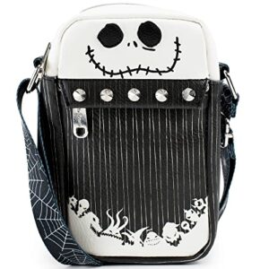 buckle down disney bag, cross body, nightmare before christmas, jack skellington with pinstripes, vegan leather