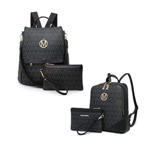 mkp women fashion medium backpack purse (black and black)