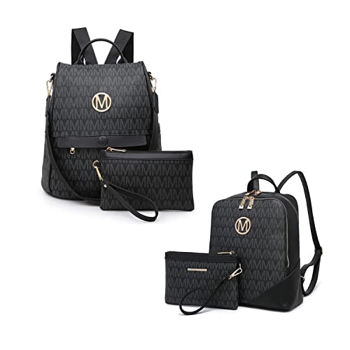 MKP Women Fashion Medium Backpack Purse (Black and Black)