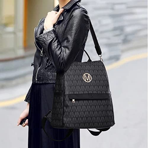 MKP Women Fashion Medium Backpack Purse (Black and Black)